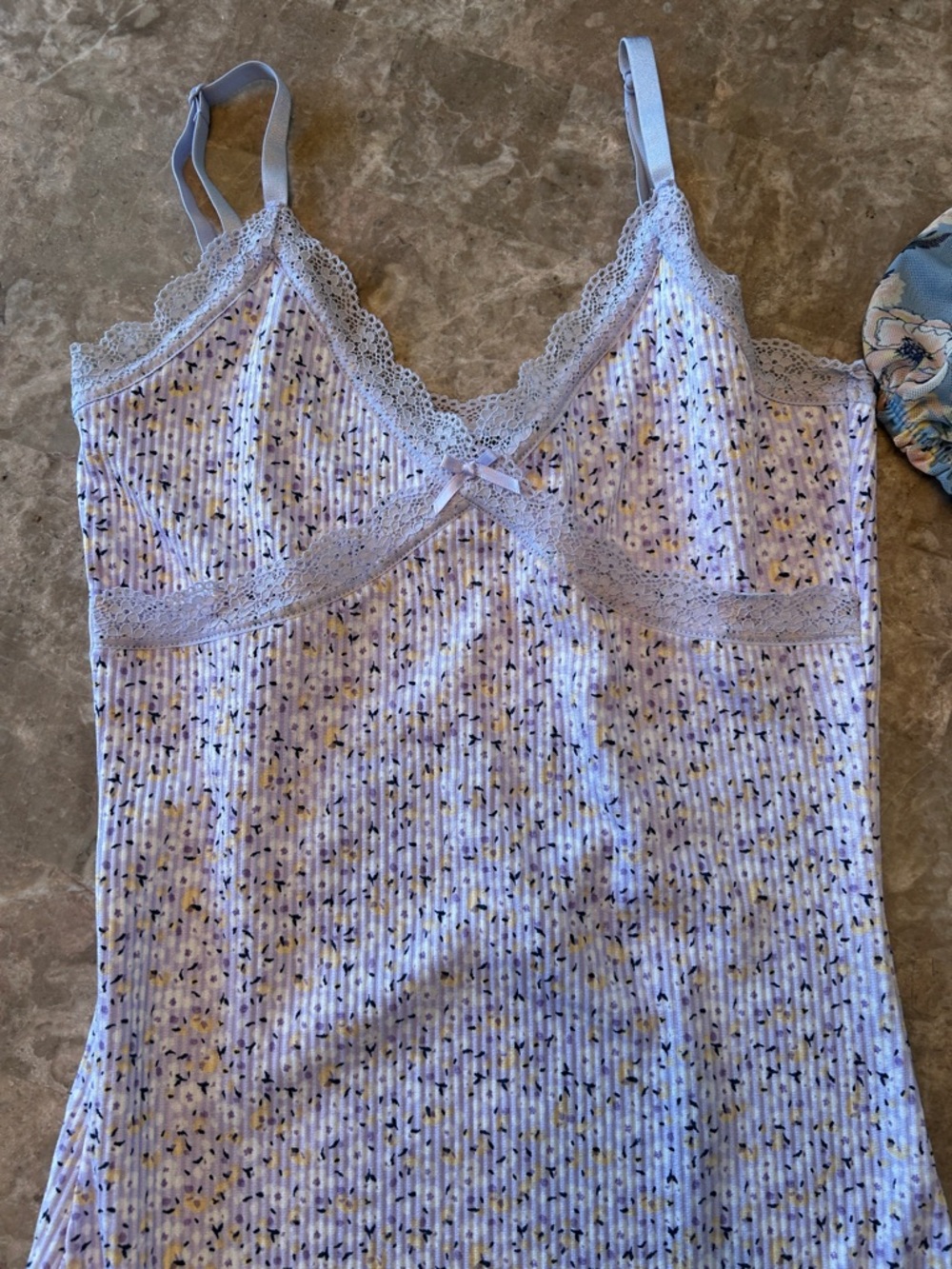 Light Blue Floral Ruched Mini Dress & Lavender Slip Dress - Picture 5 of 7